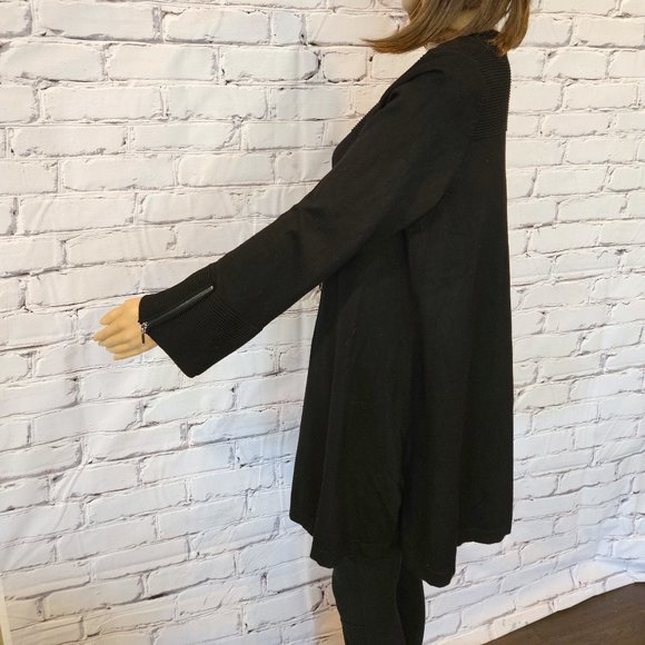 Alfani, Black long sleeve tunic sweater with zipper detail at the cuffs - Picture 10 of 11